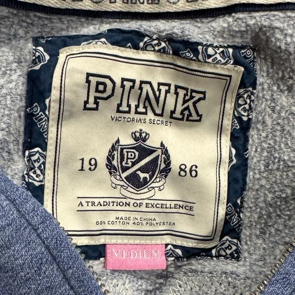 Victoria’s Secret PINK Y2K 00’s Zip Up Love Pink Hoodie Women’s Medium - Picture 2 of 3